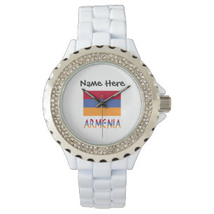 Armenië Armeense Vlag Zwart Personalisatie Horloge