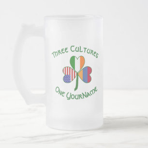 Armenië Ierland VS Shamrock Vlag Personaliseer Matglas Bierpul