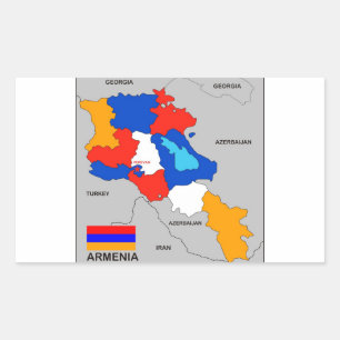 armenië - land politieke kaart rechthoekige sticker