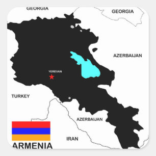 armenië - land politieke kaart vierkante sticker