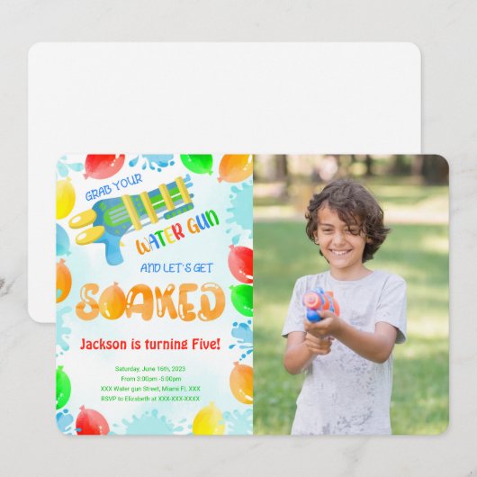 Armes à eau Anniversaire Photo Invitations (Devant / Derrière)