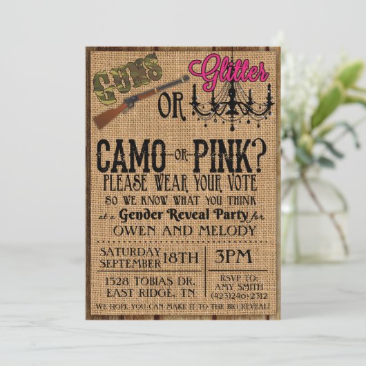 Armes à feu ou Parties scintillant Invitation à ré (Debout devant)