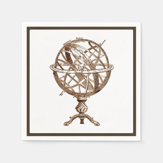 Armillary Celestial Sphere  Sepia Servetten (Voorkant)