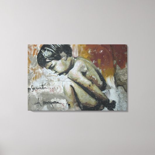 Armoedig kind stedelijk graffiti Straatkunst Canvas Afdruk (Voorkant)