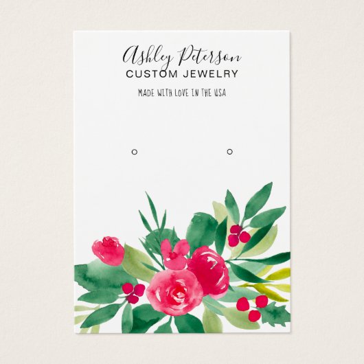 Armoire d'oreille à bijoux en aquarelle à fleurs r (Devant)