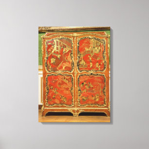 Armoire met vier Chinoiserie-panelen met rode lak Canvas Afdruk