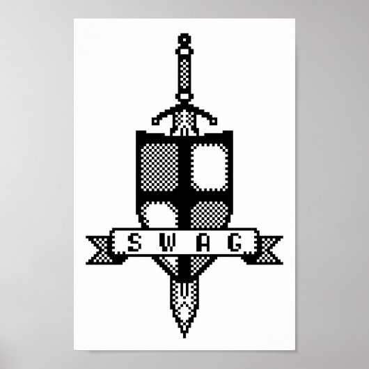 Armoiries À 8 Bits Porte-Épée Pixel Poster D'Art (Devant)