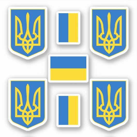 Armoiries ukrainiennes / Trizub et drapeau Sticker (Devant)