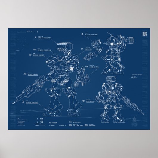 Armored core Blueprint Poster (Voorkant)