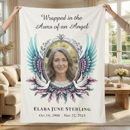 Arms of an Angel Memorial Suicide Loss Teal Purple Sherpa Deken