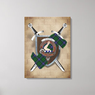 Armstrong Clan badge Crossed Swords Canvas afdrukk Afdruk
