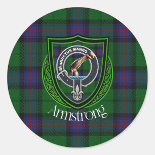 Armstrong Schotse Clan Tartan & Wapen Ronde Sticker