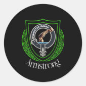 Armstrong Scottish Clan Crest Ronde Sticker (Voorkant)