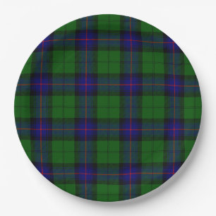 Armstrong tartan blue en green plaid papieren bordje