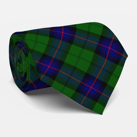 Armstrong tartan blue en green plaid stropdas (Opgerold)