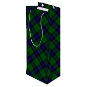 Armstrong tartan blue en green plaid wijn cadeautas (Achterkant Gekanteld)