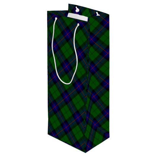 Armstrong tartan blue en green plaid wijn cadeautas (Achterkant Gekanteld)