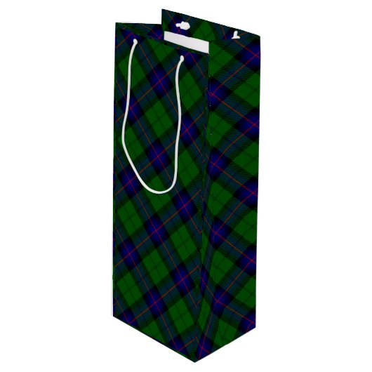 Armstrong tartan blue en green plaid wijn cadeautas (Voorkant Gekanteld)