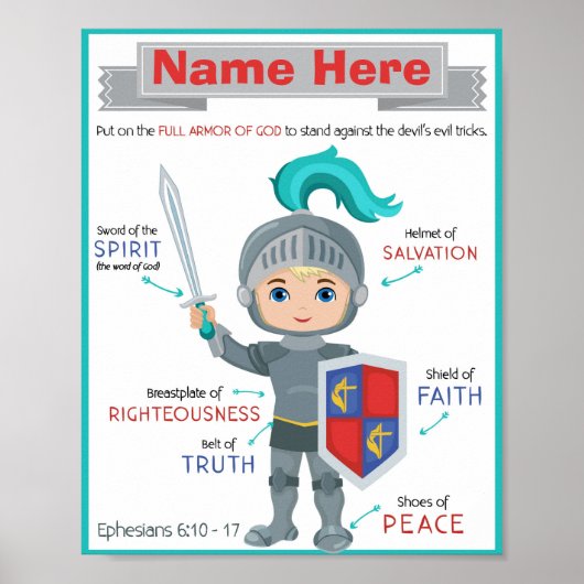 Armure de Dieu Poster pour enfants - Ephésiens 6:1 (Devant)