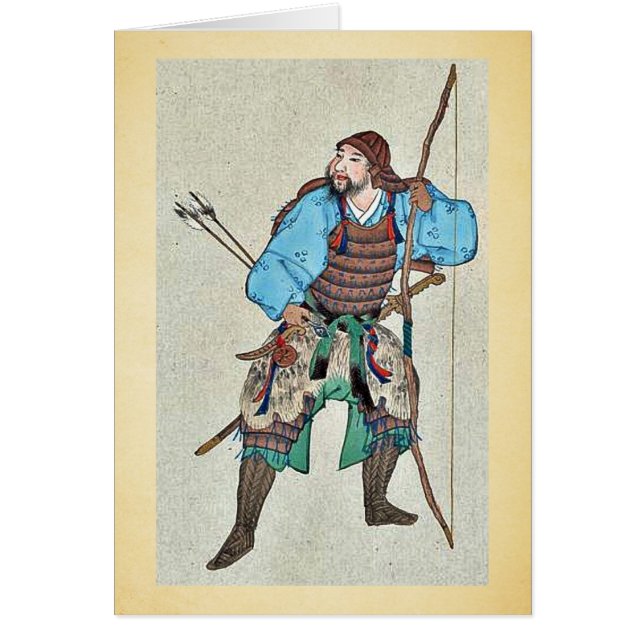 Armure de port samouraï et tenir un arc (Devant)