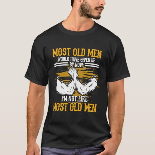 Armworstling Old Mannen Arm Wrestling T-shirt (Voorkant)