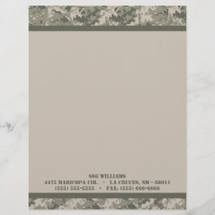ARMY ACU Camoflauge Digital Letterhead Stationery Gepersonaliseerd Briefhoofd
