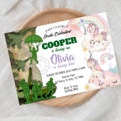 Army and Unicorn Birthday Invitation | Boy & Girl Kaart