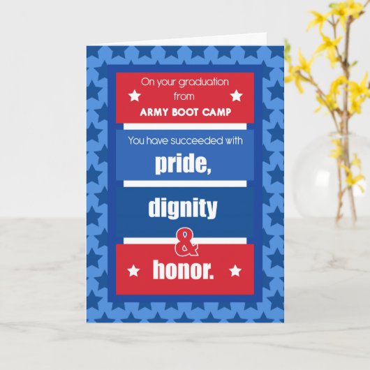 Army Boot Camp Afstuderen Gefeliciteerd Red, Whi Kaart (Gele Bloem)