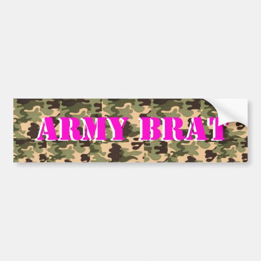 ARMY BRAT ON CAMO PRINT BUMPERSTICKER (Voorkant)