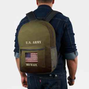 Army brown Geometric Mesh USA vlag Aangepaste naam Bedrukte Rugzak