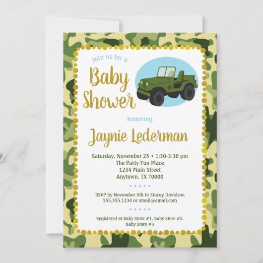 Army Camo Baby shower Uitnodiging (Voorkant)