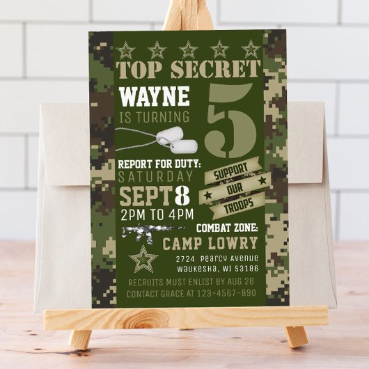 Army Camo Birthday Uitnodiging