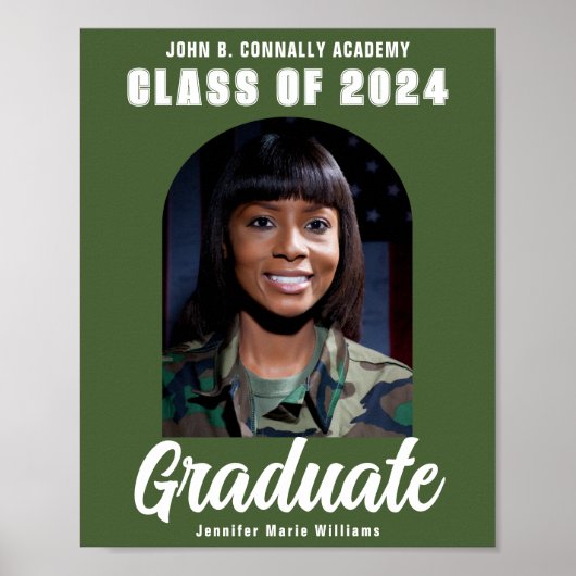 Army Green Afstuderen Foto Arch Graduparty Poster (Voorkant)