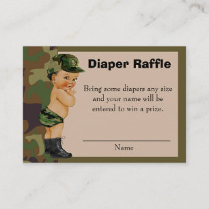 Army Green Camouflage Luier Raffle Insert Informatiekaartje