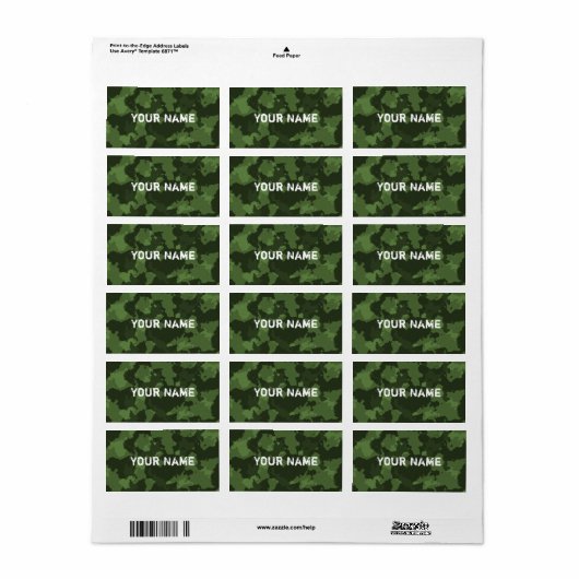 Army Green Camouflage Pattern Etiket (Full Sheet)