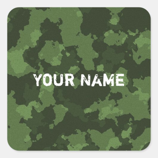 Army Green Camouflage Pattern Vierkante Sticker (Voorkant)