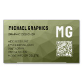Army groene geometrische mesh patroon QR code Magnetisch Visitekaartje (Voorkant)