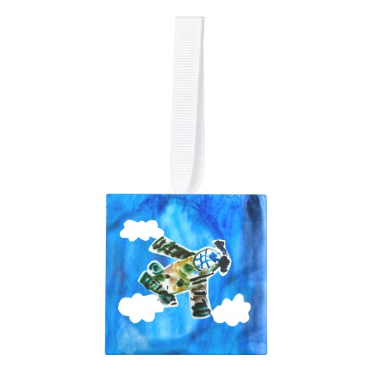 Army Jet - Kunst voor kinderen Kubus Ornament (Voorkant)