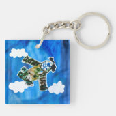 Army Jet - Kunst voor kinderen Sleutelhanger (Achterkant)