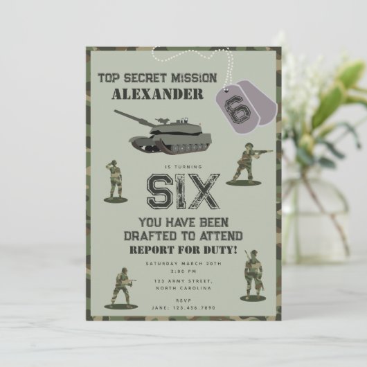 Army Military Camouflage Green Camo Birthday Kaart (Staand voorkant)