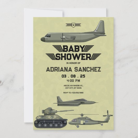 Army Military Hercules jet Baby shower Uitnodiging (Voorkant)