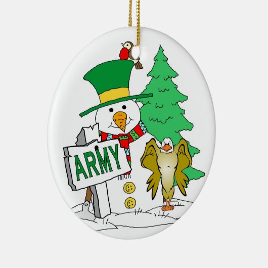 Army Snowman Kerstmis Keramisch Ornament (Rechts)