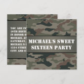 Army Style Sweet 16 Anniversaire Fête Invitation (Devant / Derrière)