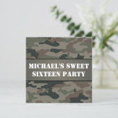 Army Style Sweet 16 Anniversaire Fête Invitation (Debout devant)