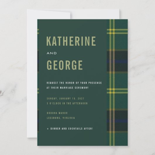 Army Tartan Invitation Kaart (Voorkant)