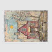 ARMZALIGE RODE BOERDERIJ GEMENGDE MEDIA DECOUPAGE TISSUEPAPIER (Voorkant)