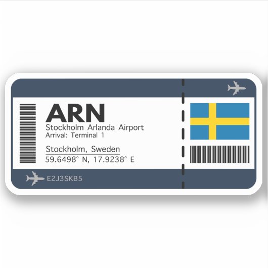 ARN Stockholm Boarding Pass - Zweeds reizen Sticker (Voorkant)