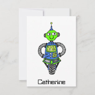 Arnie robot, blauw en groen kaart