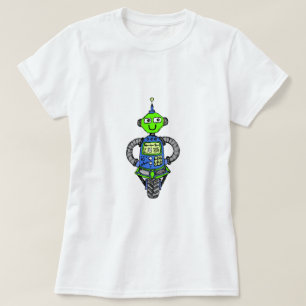 Arnie robot, blauw en groen t-shirt