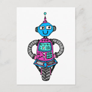 Arnie Robot: Roze en blauw Briefkaart